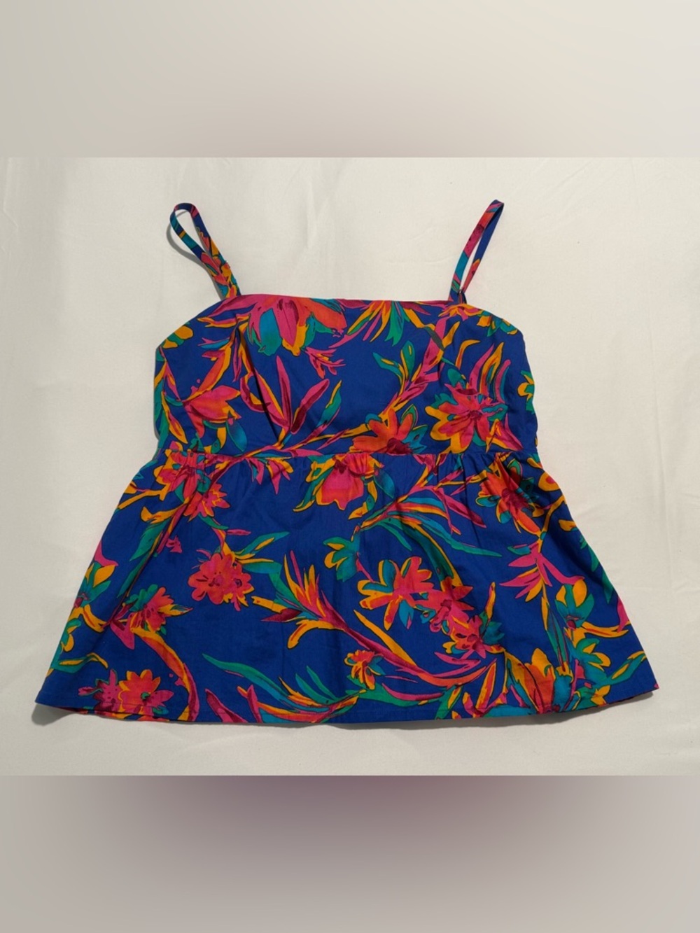J. Crew Tie Back Babydoll Cami with Vibrant Floral Print